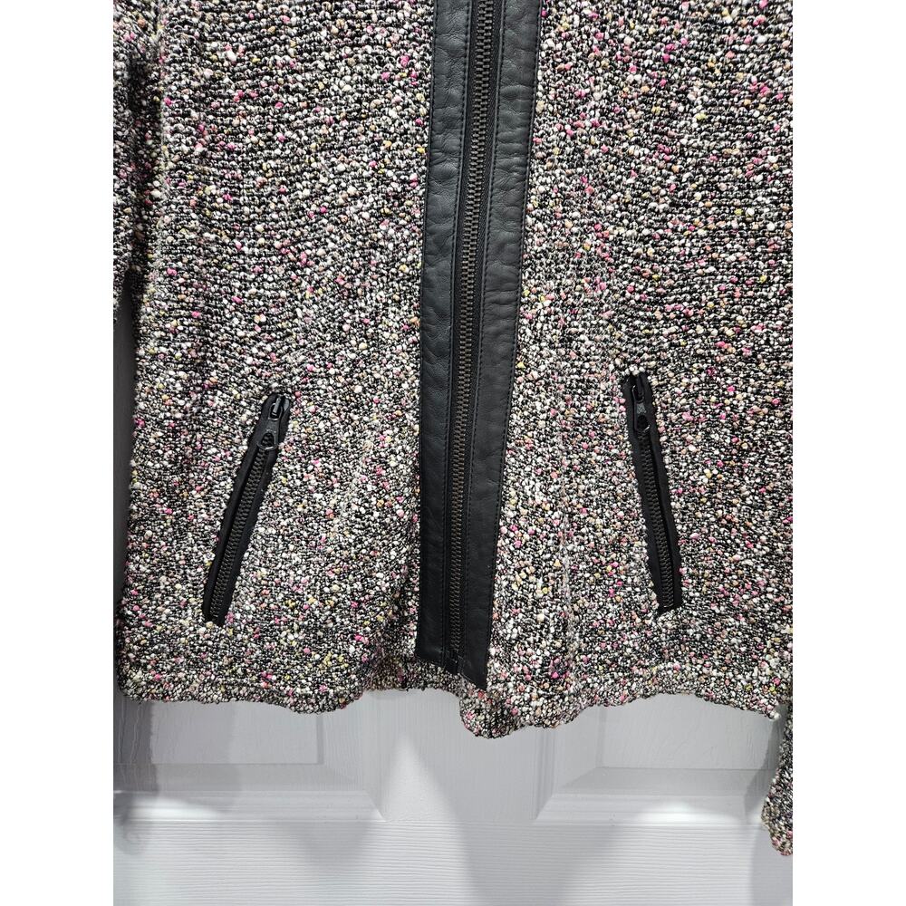 Rag & Bone Lory Tweed Boucle and Lamb Leather Trimmed Jacket Size M - Picture 4 of 10
